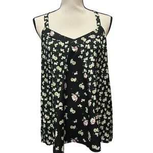 LC Lauren Conrad Black Floral Top